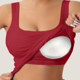 thumbnail image 2 of Soyumi Yoga Bras for Women, Padded Seamless Racerback Sports Bra Medium Support Workout Crop Top for Gym Fitness Running Comfortable Longline, Red, 2 of 5