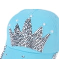 thumbnail image 3 of Tachiuwa Womens Baseball Rhinestone Pearl Visor Adjustable Sun Hat Blue, 3 of 6