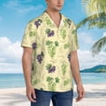 thumbnail image 3 of Gukieu Green And Purple Grapes Print Men's Short-sleeved Shirts, Button-down Lapel Hawaiian Shirts, T-shirts, Beach Vacation Summer Casual Wear,XX-Large, 3 of 7