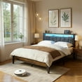 thumbnail image 2 of Dayago Full Size Bed Frame, Storage Headboard with Charging Station, Solid and Stable, Noise Free, No Box Spring Needed, Easy Assembly, Rustic Brown, 2 of 10