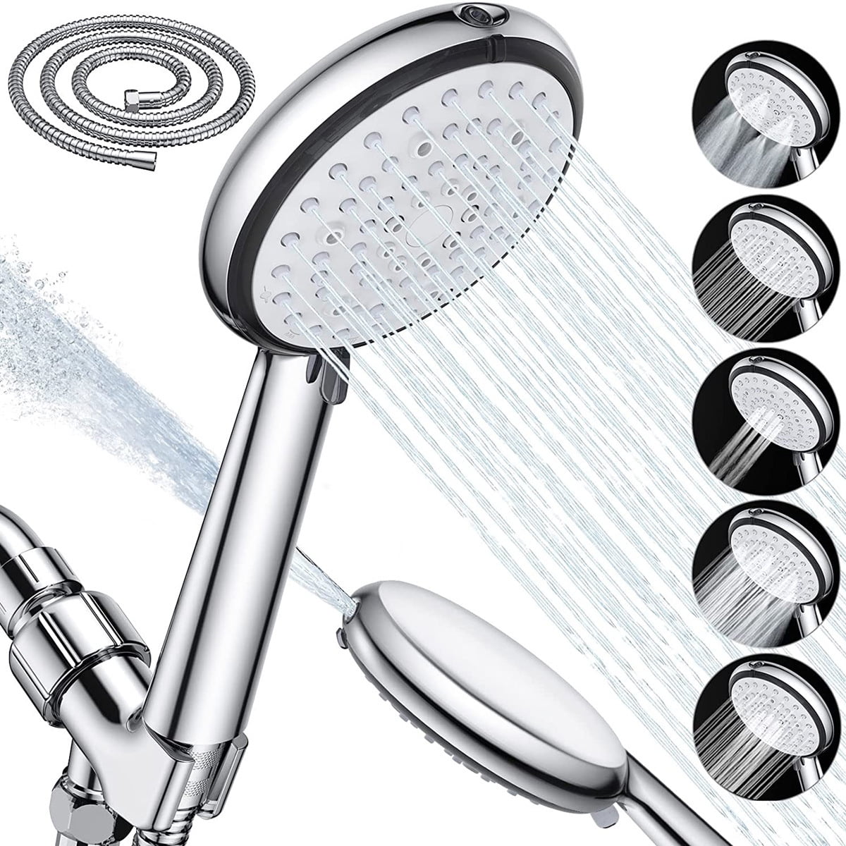 Shower Head and Hose 1.5m, 6 Spray Modes High Pressure Handheld Power