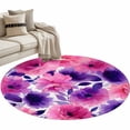 thumbnail image 2 of Round Area Rug 3 Ft, Watercolor Floral Washable Non-Slip Circle Carpet for Living Room/Bedroom, Spring Flowers Botanical Vintage Low-Profile Small Floor Mats Collection Rugs for Indoor, 2 of 7