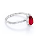 thumbnail image 3 of JeenMata Anillo de Compromiso con Piedra Natal de Julio en Corte de Pera de 1 Quilate - Anillo de Bodas - Anillo de Halo - Anillo Pavé - Anillo de Promesa - Baño de Oro Blanco de 18 K sobre Plata, 3 of 6
