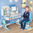 thumbnail image 2 of YNCE Kids Desk and Chair Set for 6-12, Hight Adjustable Study Table, Table for Kids with Bookshelf and Drawers, Bedroom Desk for Boys and Girls, 2 of 9