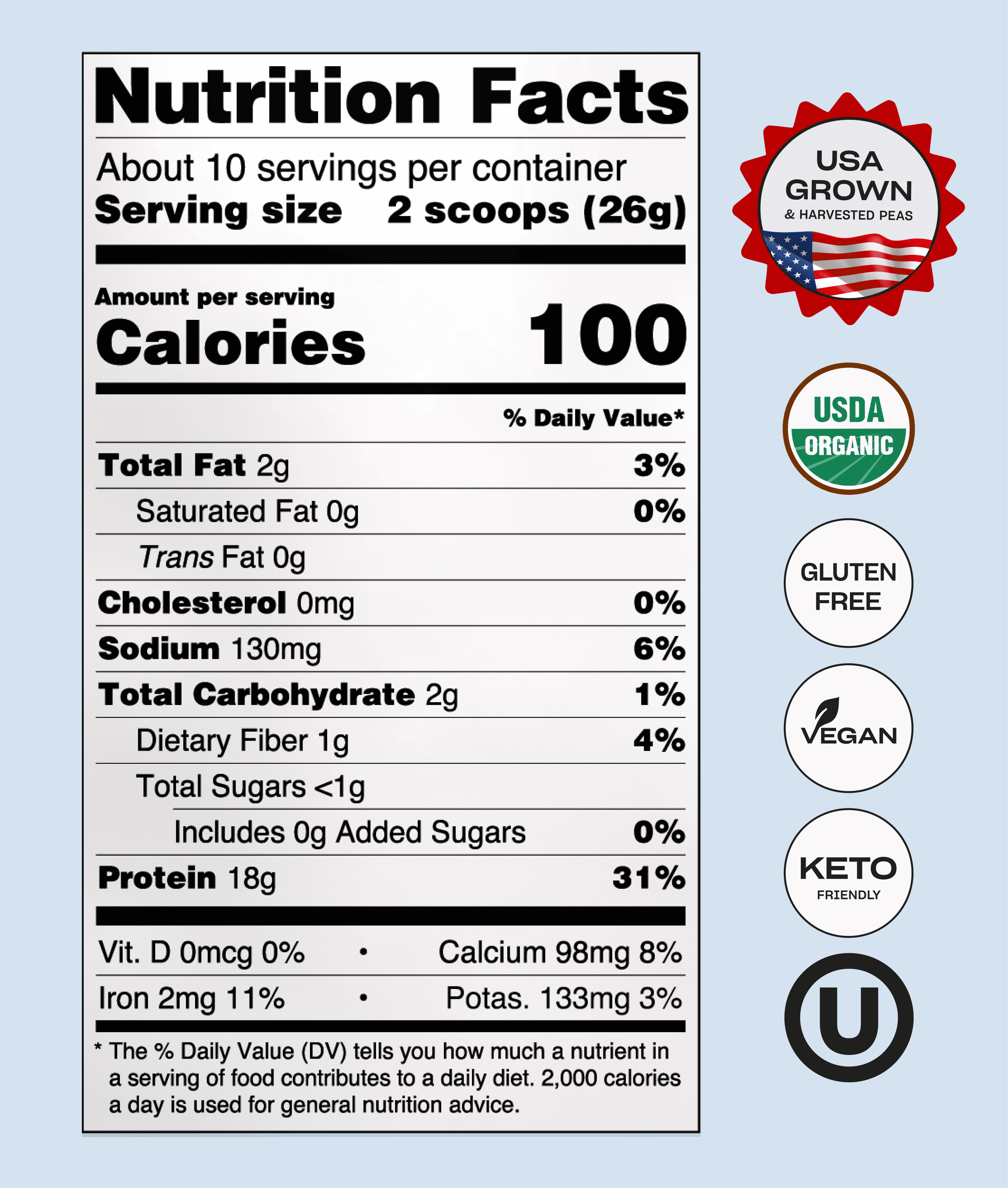 NUFYX® Heavenly Protein® Powder - Family Friendly Smoothie & Baking Mix - With 100% USA Grown Organic Peas - Clean - Vegan - Smooth Digestion, Creamy Vanilla 20 Scoops.