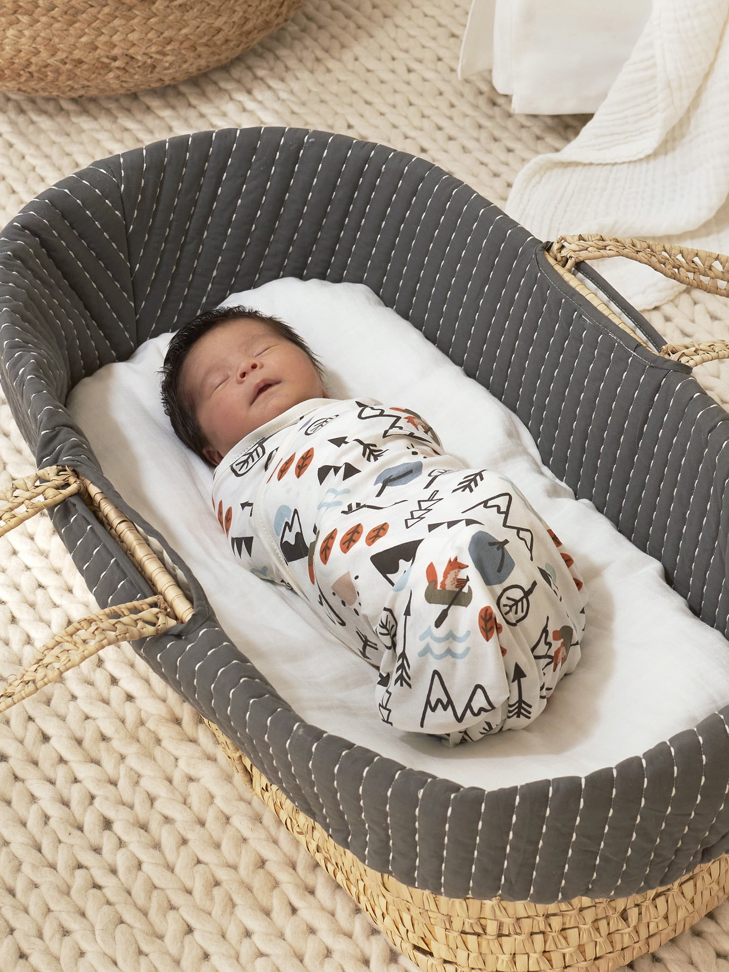Modern Moments by Gerber Baby & Toddler Boys XL Ultra Soft Swaddle Blankets, 2-Pack, Outdoor Blue