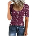 thumbnail image 1 of Birdeem Womens Round Neck Button Up T-Shirt Loose Short Sleeved Top, 1 of 8