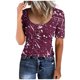 thumbnail image 1 of Blusas de Manga Corta para las Mujeres Cuello Redondo Botón Arriba Camiseta Suelta, Top de Algodón de Imitación Casual para Diario, 1 of 2
