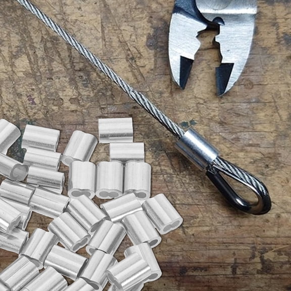 OUNONA 200Pcs Heavy Duty Aluminum Wire Rope Clamp Double Hole Design for Industrial Use