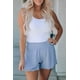 thumbnail image 3 of ABPHQTO Shorts de cintura alta con fruncido azul cielo para mujer, 3 of 5