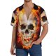 thumbnail image 1 of Fotbe Satanic Skull Camisa Estampada de Manga Corta para Hombre, Casual de Verano, Estilo Playero, Sin Arrugas-Medium, 1 of 5