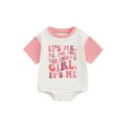 thumbnail image 2 of Infant Baby Girl Birthday Jumpsuit Letter Print Short Sleeve Round Neck Romper Cute Bodysuit, 2 of 10