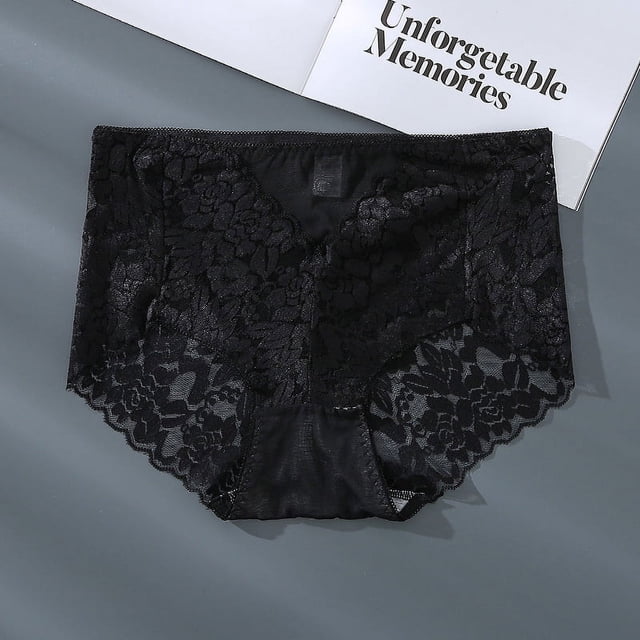 Braguitas de talla grande para mujer, ropa interior de encaje de seda de hielo sin costuras, ropa interior de algodón hasta la mitad de la cintura, ropa interior para chicas gorditas
