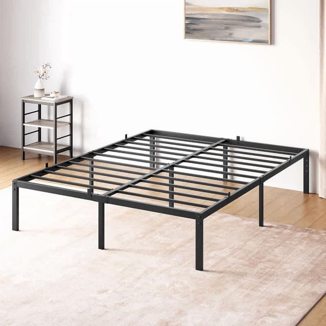 Ourlova Queen Bed Frame, 14-inch High Metal Platform Bed Frame, Queen Size Bed Frame with Metal Slat Support, Under Bed Storage, No Box Spring Needed, Noiseless Design