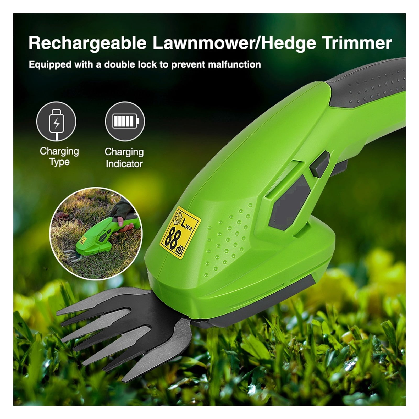 3.6/7.2V 2 In 1 Electric Trimmer Lithium-ion Cordless Hedge Trimmer Rechargeable Garden Tools Hedge Trimmers For Grass ,2 IN 1 Trimmer & Edger