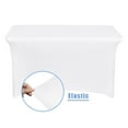 thumbnail image 5 of LUSHVIDA 8ft Stretch Spandex Table Cover- Rectangular Fitted Stretchable Wrinkle Resistant Elastic Tablecloth for Party, Wedding, Banquet, White, 1 Pack, 5 of 6