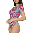 thumbnail image 2 of The Xecao Daisies Flowers Women's Crew Neck Body Suit, a short-sleeved bodysuit and basic swimsuit, both comfort and style for dating and daily life, 2 of 9