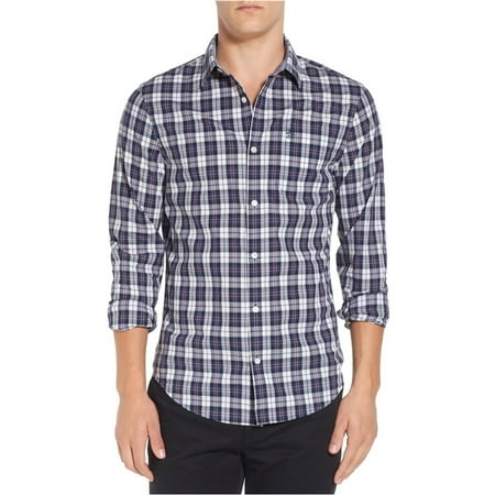 Heritage Plaid Shirt - Penguin Mens Heritage Slim-Fit Plaid Button Up Shirt medievalblue S