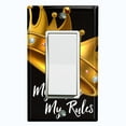 thumbnail image 1 of Metal Light Switch Plate Outlet Cover (My Room My Rules Crown Tilted - Single Rocker), 1 of 2