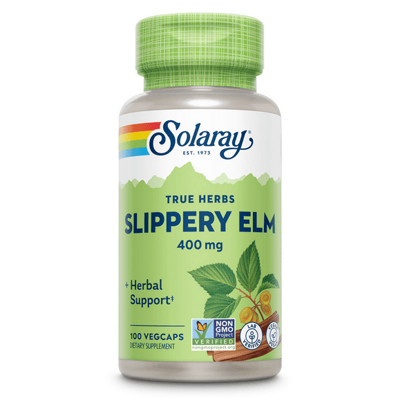 Solaray Slippery Elm Bark 400mg | Healthy Respiratory Tract Function, Throat Comfort & Gastrointestinal Support | Non-GMO & Lab Verified | 100 VegCaps