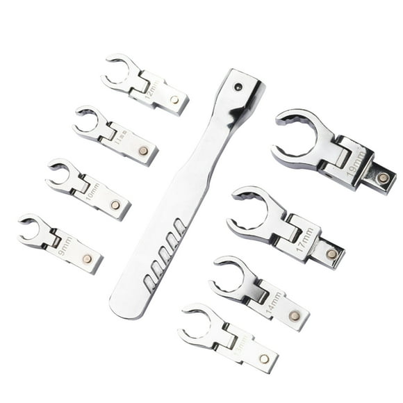 9pcs Ratchet Wrench with Replaceable Head Flex Flare Nut Wrench Chrome Vanadium Steel Replaceable Head