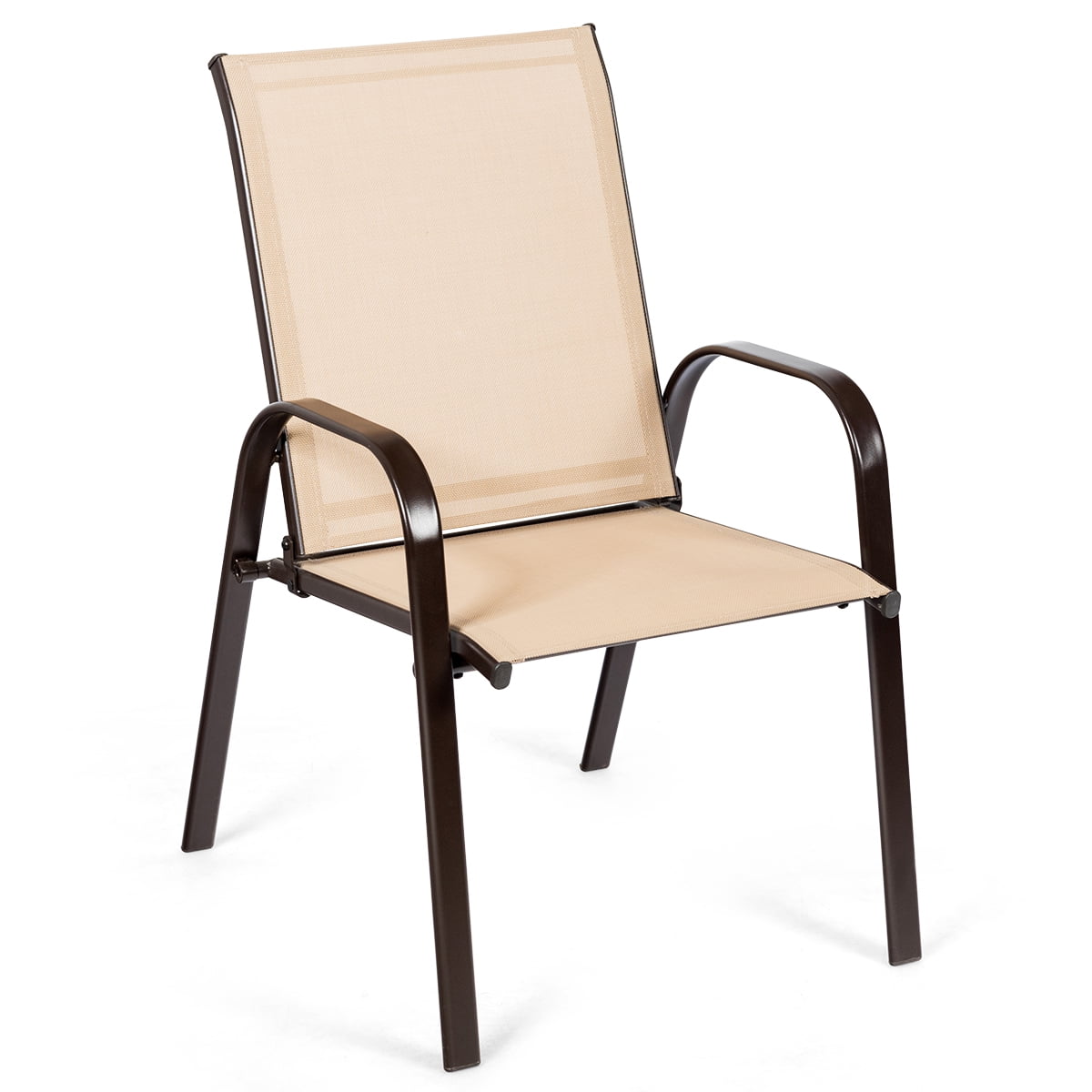 Costway 4PCS Patio Chairs Dining Chair Garden Deck Yard W/Armrest Beige