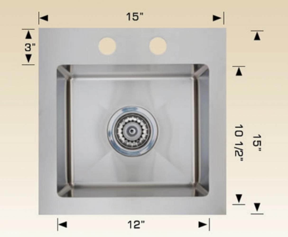 American Imaginations 15 pouces. W Évier à lessive en acier inoxydable approuvé CSA avec 1 bol et calibre 18
