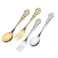 thumbnail image 4 of LEFU Vintage Gold Spoon Fork Cutlery Set, Stainless Steel Luxury Dessert Spoons, Embossed Relief Hollow Craft Coffee Tea Spoons, Retro Charm Table Setting, 12.6-12.9CM (silver, 2 Pieces), 4 of 8