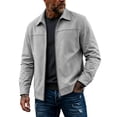 thumbnail image 3 of PNTUTB Men's Lapel Full Zip Jacket Long Sleeve Outerwear Solid Color Fashion Casual Comfort Trendy Coats with Pockets, 3 of 7