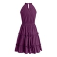 thumbnail image 4 of KPOPLK Girls Summer Dress Teen Ruched Ruffled Tween Skirt Summer Girls Flowy Swing Layered Beach Vacation Mini Cami Dresses 4-14Y(5-6 Years,Purple), 4 of 7