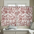 thumbnail image 4 of Farmhouse Red Semi Sheer Curtains 45 Inch Length 2 Panels Set, Vintage Flower Leaf Botanical Plant Sheer Kitchen Curtain Privacy Voile Window Curtain for Living Room Bedroom Rod Pocket Drapes, 4 of 7