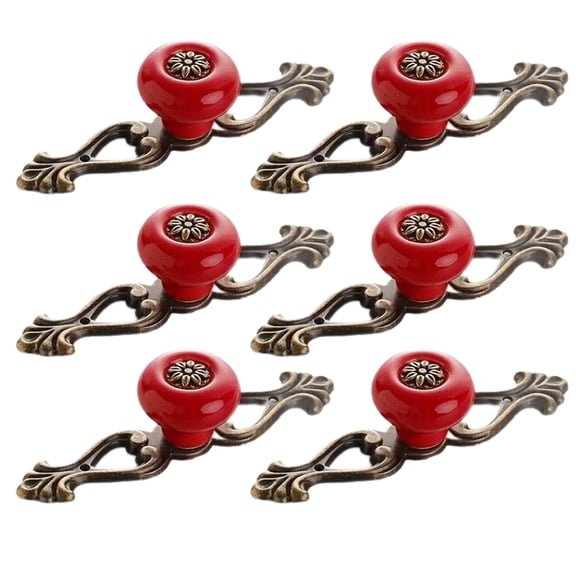 6pcs Round ceramic Dresser Drawer Cabinet Knobs Vintage Door Handle Ceramics Furniture Pulls for Kitchen Wardrobe Cupboard Room Decorative