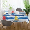 thumbnail image 3 of Yayeee Tablecloths 54" x 72" Rectangle Wrinkle Resistant Party Table Cover, Orange Sailboats, 3 of 8