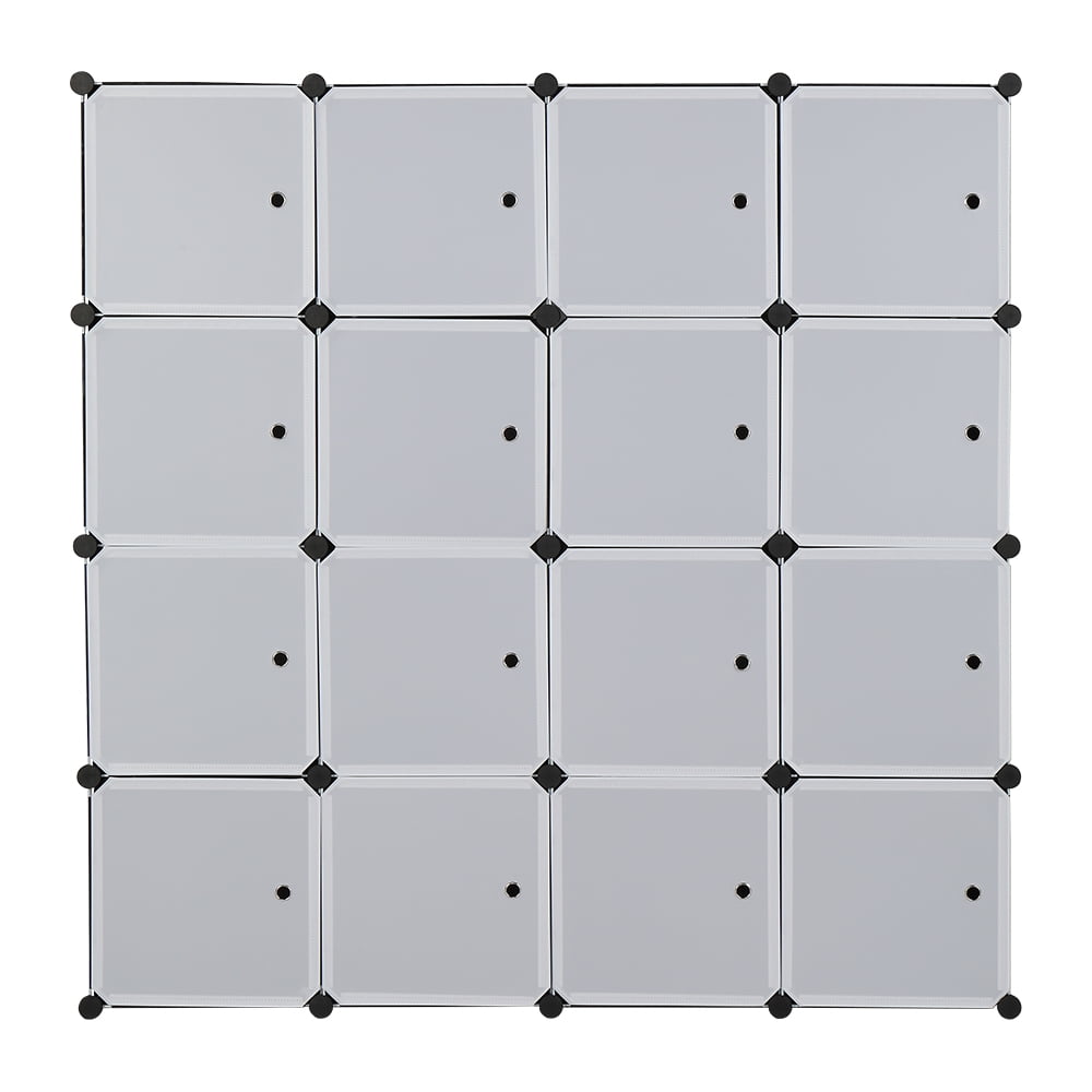 Lowestbest Portable 16 Cube Storage Organizer, Clothes Wardrobe Cabinet with Doors and Shelves