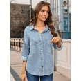 thumbnail image 5 of Female Jean Shirt Jacket Casual Long Sleeve Denim Shirts Fall Outfits Light Blue L, 5 of 9