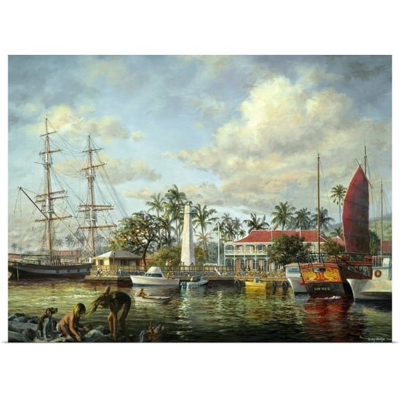 Great BIG Canvas | Rolled Nicky Boehme Poster Print entitled Lahaina Waterfront, Maui