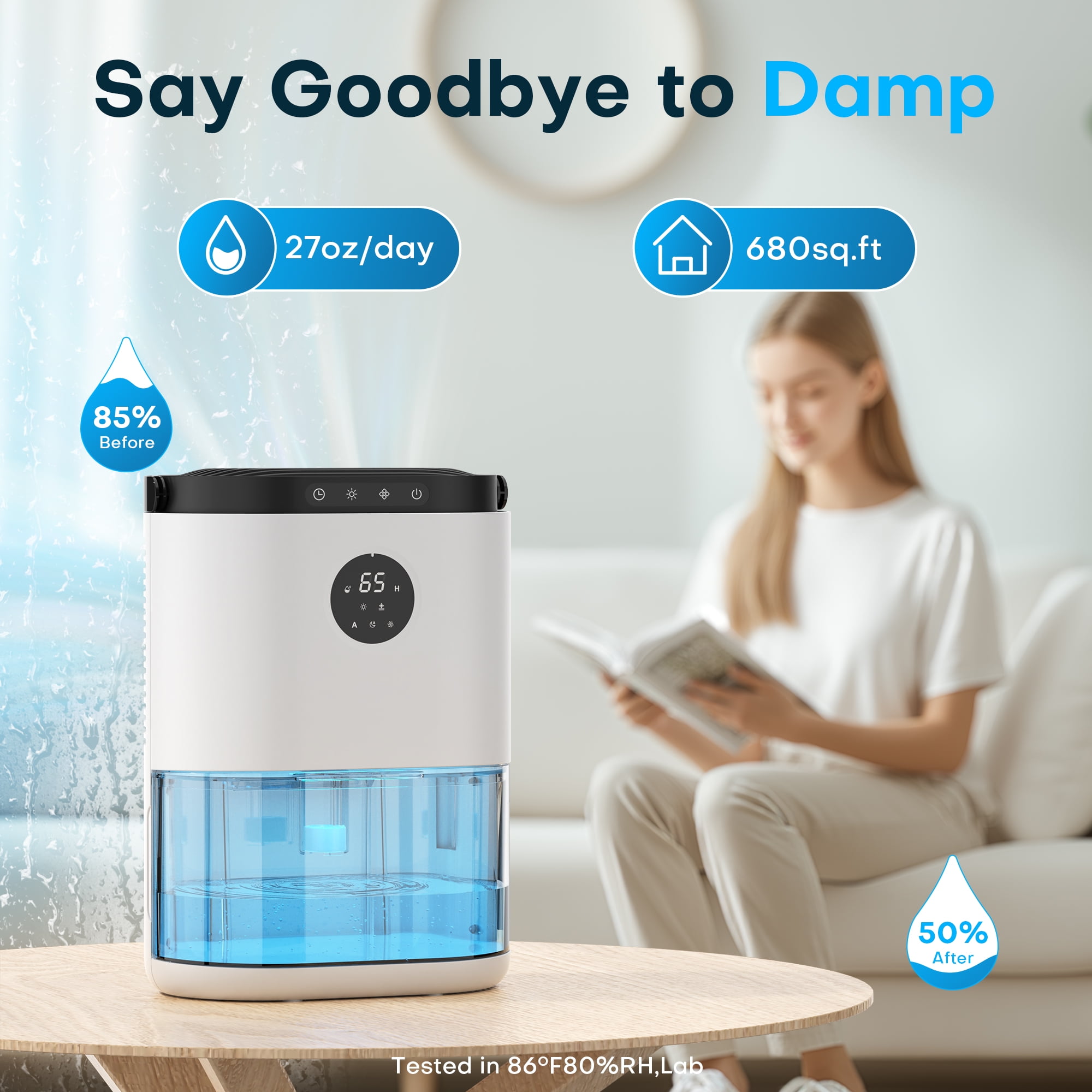 ALROCKET Dehumidifier, 80oz Dehumidifiers for Home,Auto Mode, Ultra Quiet for Home Large Room Bathroom Garage RV