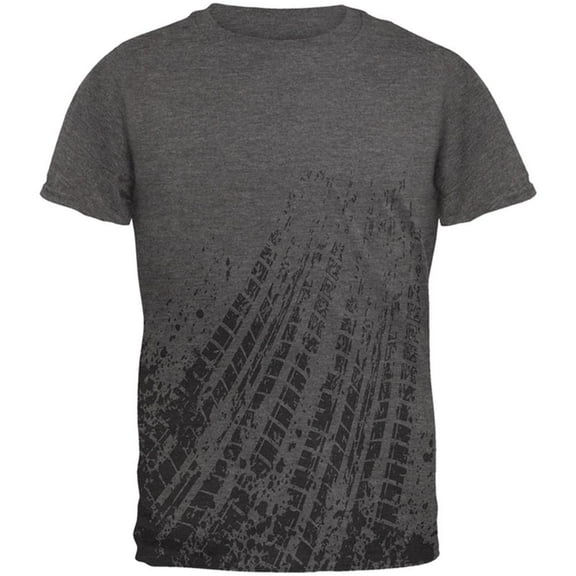 Off Road Mudding Truck Tire Tracks Mens Soft T Shirt Charcoal Heather X-LG