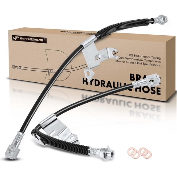 A-Premium Front Brake Hydraulic Hose Compatible with Select Cadillac, Buick, Oldsmobile and Pontiac Models - Allante, DeVille, Eldorado, Seville, LeSabre, Riviera, Park Avenue, Bonneville(Pack of 2)