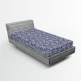thumbnail image 2 of Ambesonne Floral Fitted Sheet, Retro Vibe Butterflies Curls, Twin XL Size, Ceil Blue and Dark Purple, 2 of 5