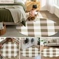 thumbnail image 6 of Brown White Buffalo Check 5ft Round Rug, Farmhouse Plaid Modern Geometric Non-Skid Rubber Backing Large Area Rugs - Living Room Bedroom Home Office, Indoor Floor Mat Carpets Washable Rug, 6 of 9