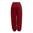 thumbnail image 4 of Women's Summer Harem Pants Casual Elastic Waist Flowy Loose Fit Yoga Pants Drawstring Lightweight Loungewear Jogger Pants Wine XXL, 4 of 7