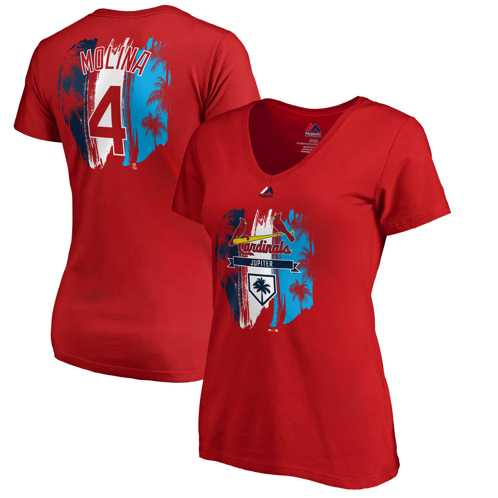 Yadier Molina St. Louis Cardinals Majestic Women&#39;s 2019 Spring Training Name & Number V-Neck T ...