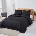 thumbnail image 2 of Jessy Home Solid Black Quilted Quilt Set King Size Floral Microfiber Bedspread Coverlet, 2 of 7
