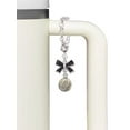 thumbnail image 3 of Delight Jewelry Two-tone Striped Ornament - Silvertone Black Bow Charm Accessory for Tumblers and Thermal Cups, 3 of 4