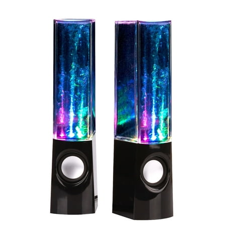 Bolan Plug & Play Multi-Color Illuminated Dancing Water Speaker Light Show Water Fountain Speakers LED Speakers 3.5mm Audio Plug, 4 Color LED Lights, Portable