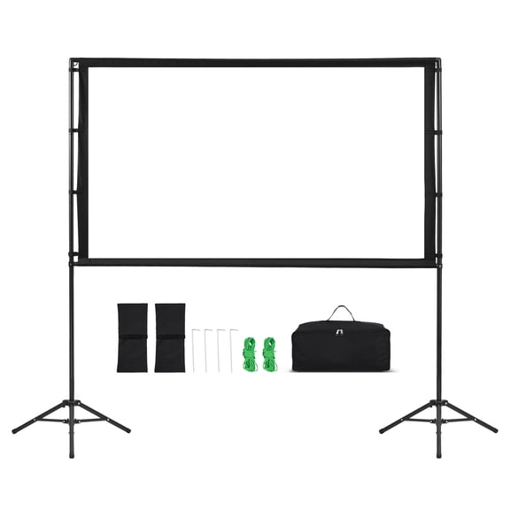 KFFKFF 84-Inch Projector Screen with Stand, 16:9 HD Portable Projection Screen, 160° Viewing Angle, Wrinkle-Resistant Design with Dual Tripods and Carry Bag for Indoor and Outdoor Use