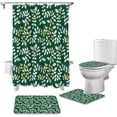 thumbnail image 2 of FMSHPON Leaf 4 Piece Bathroom Set Shower Curtain Bath Rug Contour Mat and Toilet Lid Cover, 2 of 8