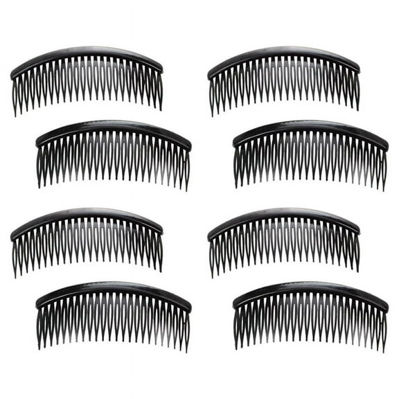 Black Plastic 24 Teeth Hair Comb Clip Clamp 8 Pcs for Lady
