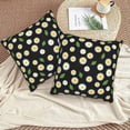 thumbnail image 3 of Little Chrysanthemum and Green Leaves Throw Pillow Covers Set of 2 Pillow Cushion Cases Square Pillowcases for Sofa Bedroom Living Room Car, 20 X 20 Inch, 3 of 6